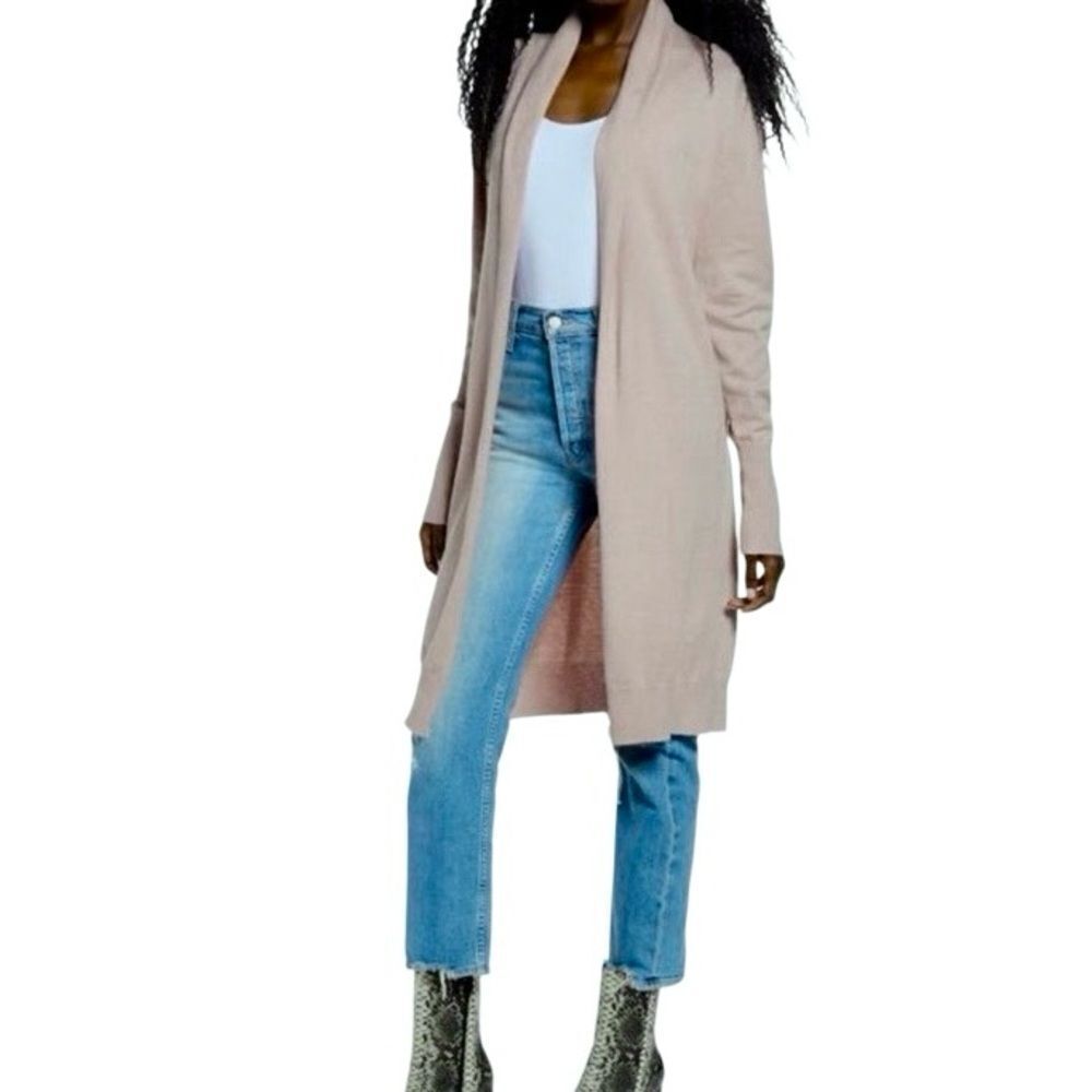 Leith Open Front Long Cardigan in Cream Heather Women’s L
